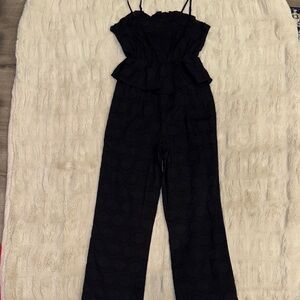 Milly Black Textured Jumpsuit